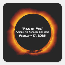 2026 Annular Ring of Fire Solar Eclipse Quadratischer Aufkleber