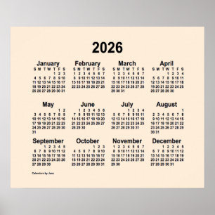 2026 Antique White Kalender von Janz Print Poster