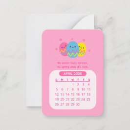 2026 April Monatlicher Kawaii Motivierend Kalender Mitteilungskarte