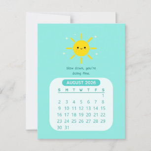 2026 August Monatlicher Kawaii Motivationskalender Postkarte