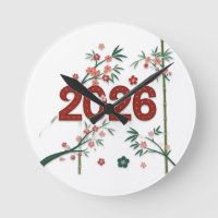 2026 Bambuszahlen mit Kirschblüten