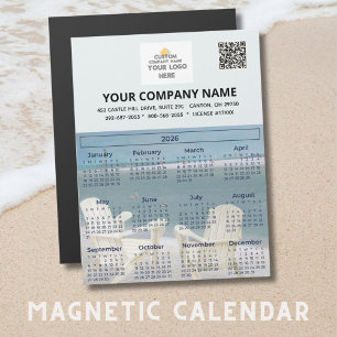 2026 Beach Magnet Kalender Business Logo QR Code
