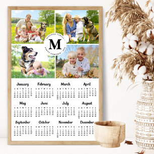 2026 Benutzerdefinierter Fotocollage-Monogramm-Fam Poster