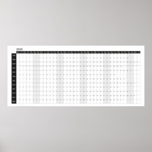 2026 Big Wall Schwarz-Weiß-Planer  Poster