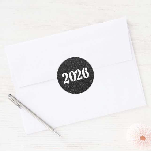 2026 black glitter sticker for envelopes (Enveloppe)