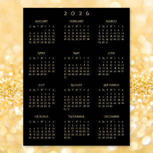 2026 Black Gold Volljahres-Kalender für das Homeof Poster