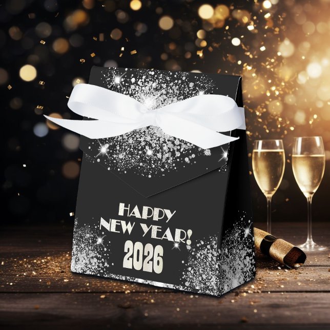 2026 Black Silver Glitter New Year's Eve Party  Geschenkschachtel (Von Creator hochgeladen)