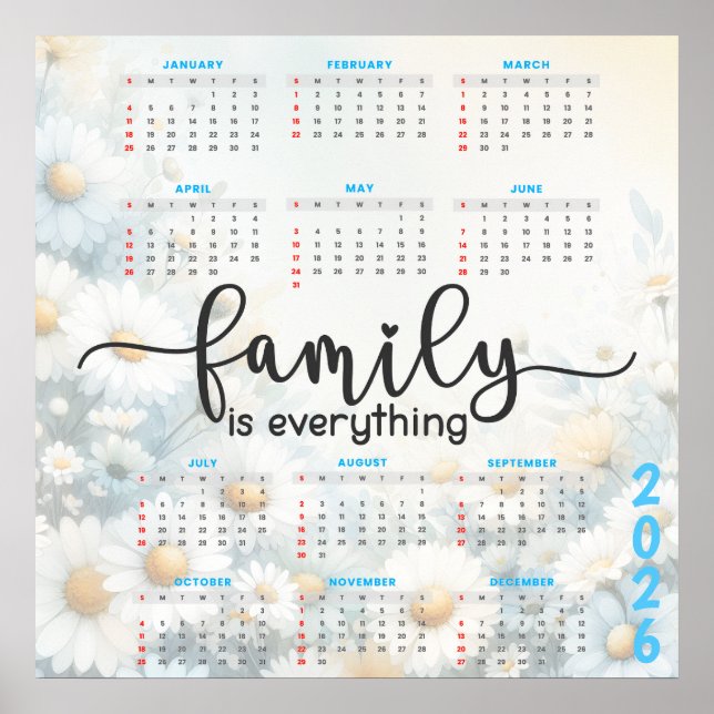 2026 Blumenkalender mit Zitat Poster (Vorne)
