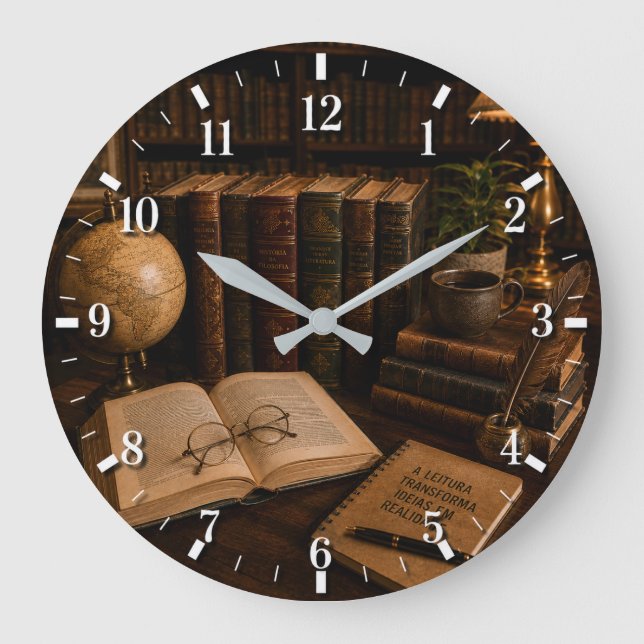2026 Books Wall Clock Große Wanduhr (Vorderseite)