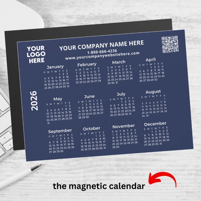 2026 Business Your Logo QR Code Calendrier Magnet (Créateur téléchargé)