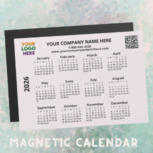 2026 Business Your Logo QR Code Calendrier Magnet