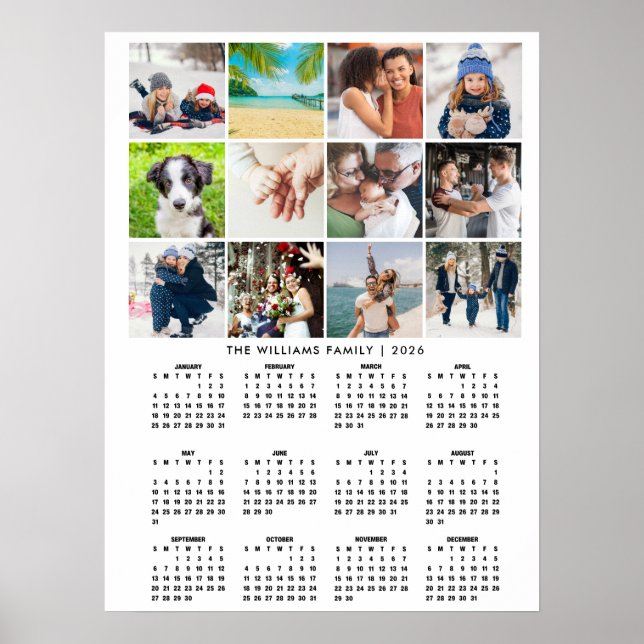 2026 Calendar 12 Photo Collage Poster (Vorne)