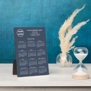 2026 Calendar Business-Logo Text Navy Blue Desktop Fotoplatte