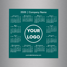 2026 Calendar Company Logo auf Aquamarinem Green M Magnetkarte