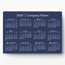 2026 Calendar Company Name Navy Blue Desktop