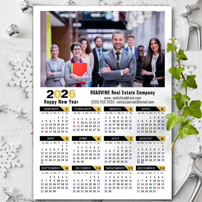 2026 Calendar Corporate Foto Black Simple Magnet (Von Creator hochgeladen)