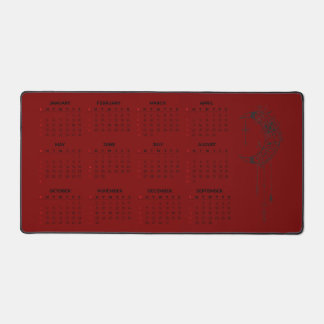2026 Calendar Desk Mat - Celestial Moon & Floral 