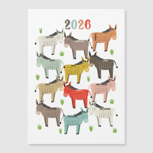 2026 Calendar Earth Tones Donkey Magnetkarte
