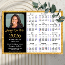 2026 Calendar Gold Black Business Foto Magnetic