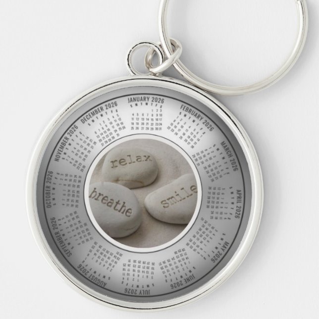 2026 Calendar Keychain Breathe Relax Smile Schlüsselanhänger (Vorne)