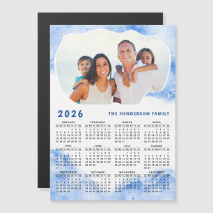 2026 Calendar Magnet Family Foto Name Blue White