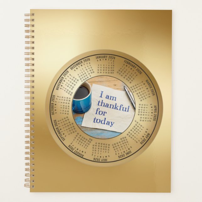 2026 Calendar Planner I Am Thankful For Today (Devant)
