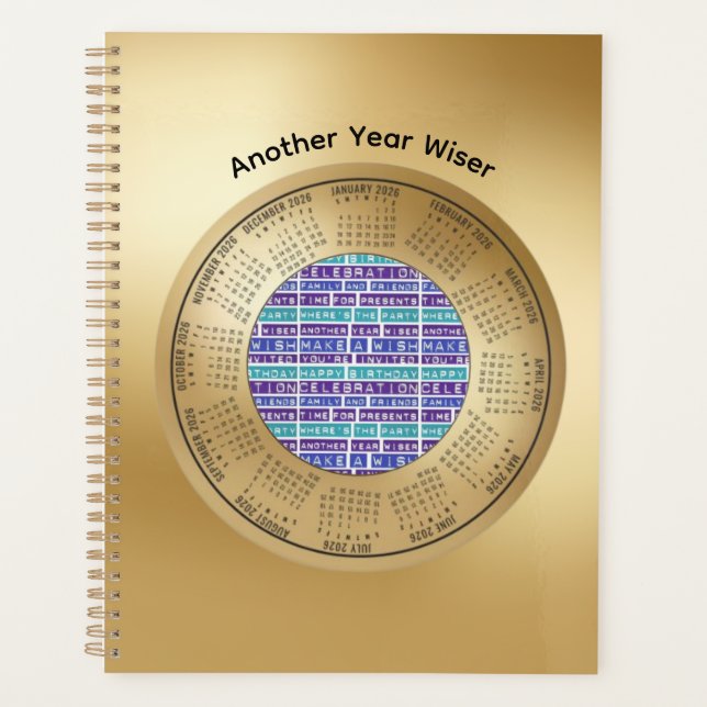 2026 Calendar Planner quote Another Year Wiser (Devant)