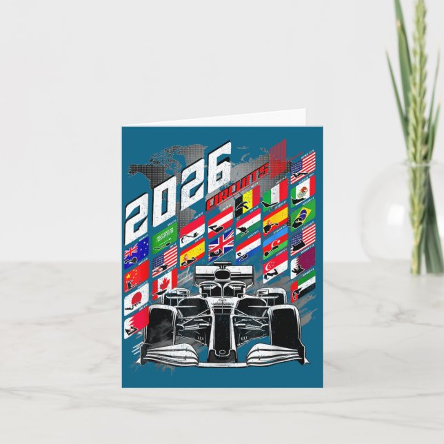 2026 Calendar Racing Circuit Schedule Places  Karte (Vorderseite)