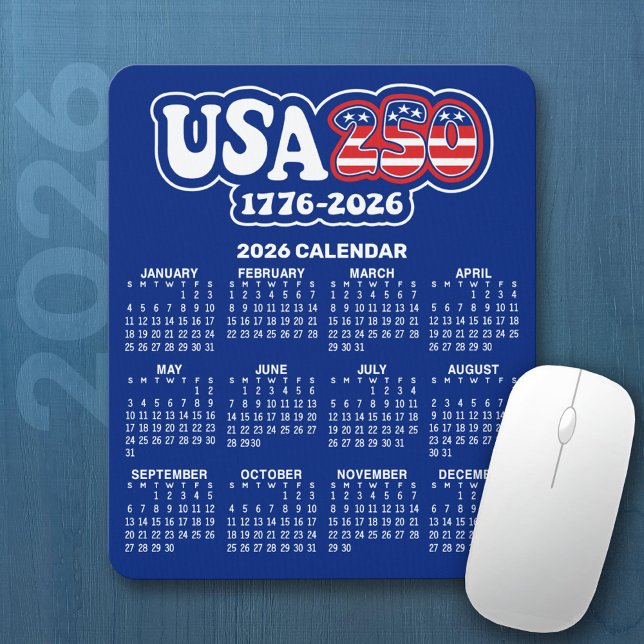 2026 Calendar - Spirit of 76 - America's USA 250 Mousepad (2026 Calendar on a Mousepad)