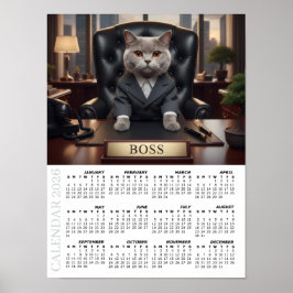 2026 Calendar, The Boss - Office Fun Cats / Large Poster