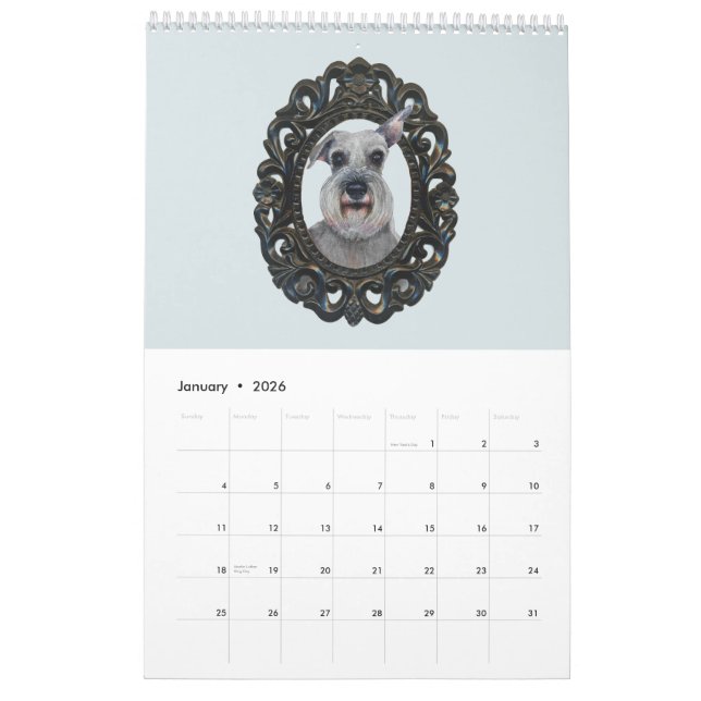 2026 Calendrier Aquarelle Portraits d'animaux par  (Jan 2026)