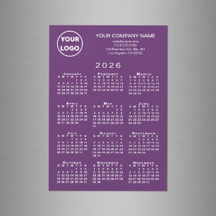 2026 Calendrier Business Logo Texte Purple Magnet