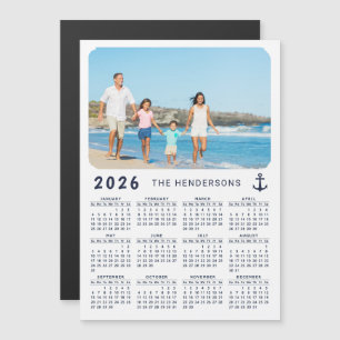 2026 Calendrier Famille Nom Photo Magnet nautique