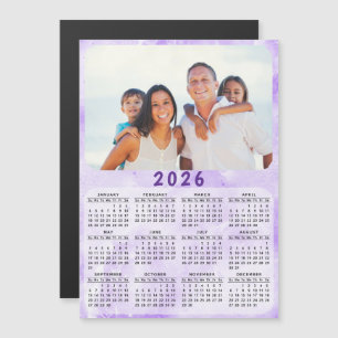 2026 Calendrier Famille Photo Purple Fridge Magnet