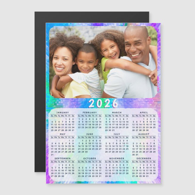 2026 Calendrier Magnet Family Photo Holographique (Devant / Derrière)