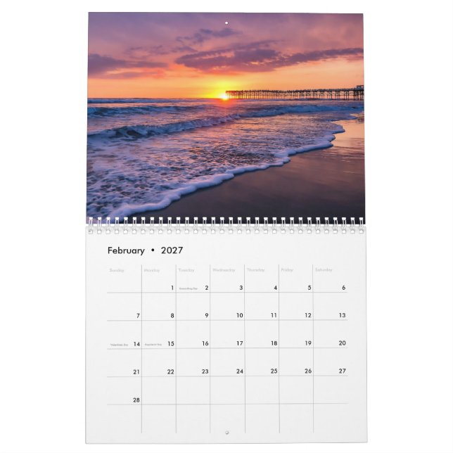 2026 California Sunset Kalender (Feb 2027)