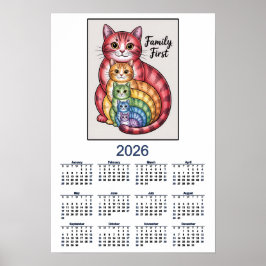 2026 Cat Calendar Family First Poster