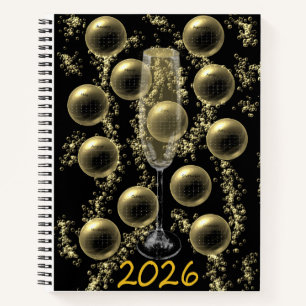 2026 Champagner-Kalender Notizbuch