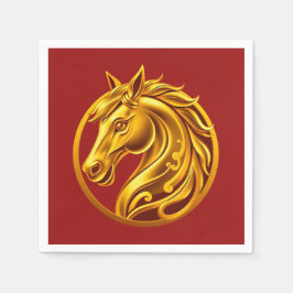2026 Chinese New Years- Gold Horse Serviette