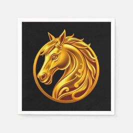 2026 Chinese New Years- Gold Horse Serviette