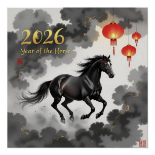 2026 Chinesisches Jahr des Pferdes Poster