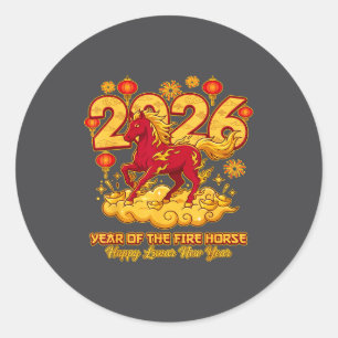 2026 Chinesisches Neujahr des Pferdes Lunar Zodiak Runder Aufkleber