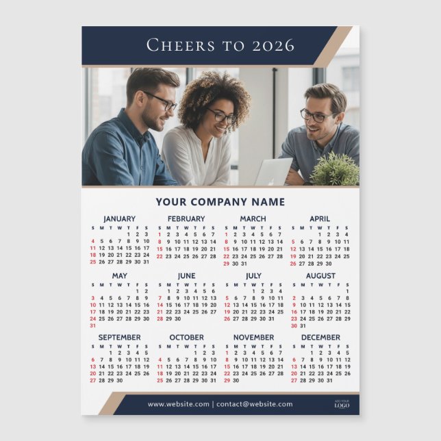 2026 Corporate Giveaway Photo Modern Fridge Magnet (Vorderseite)