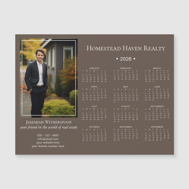 2026 Corporate Magnetic Photo Calendar - Brown Magnetkarte (Vorderseite)