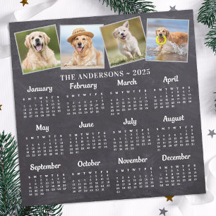 2026 Custom 4 Foto Rustic Chalkboard Kalender Magnetkarte