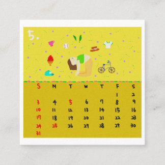 2026 Cute Cartoon Yoga Poses Calendar, Health  Quadratische Visitenkarte