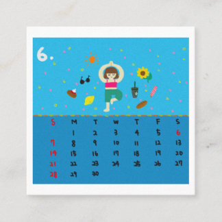 2026 Cute Cartoon Yoga Poses Calendar, Health  Quadratische Visitenkarte
