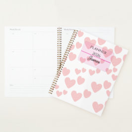 2026 Damenplaner | Sanftes Rosa Herzen & Elegant Planer