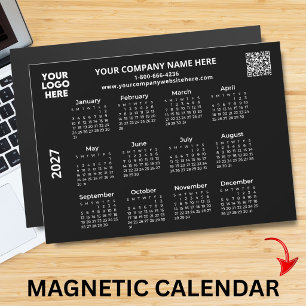 2026 Das QR Black Calendar Magnet für Ihr Logo