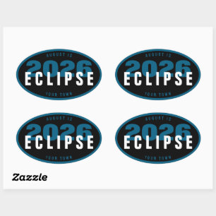 2026 Eclipse-Beobachtungsort Benutzerdefiniert In Ovaler Aufkleber